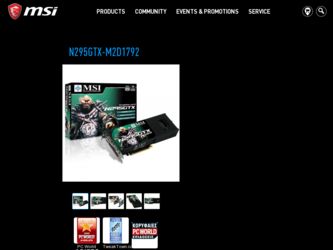 N295GTXM2D1792 driver download page on the MSI site