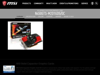 N450GTSM2D1GD5OC driver download page on the MSI site