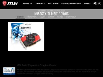 N550GTXTiM2D1GD5OC driver download page on the MSI site