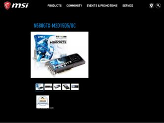 N580GTXM2D15D5OC driver download page on the MSI site