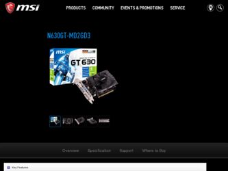 N630GT driver download page on the MSI site