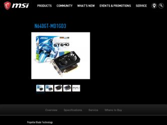 N640GTMD1GD3 driver download page on the MSI site