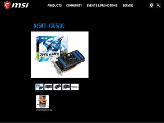 N650Ti1GD5OC driver download page on the MSI site