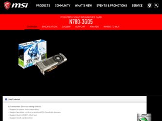 N780 driver download page on the MSI site
