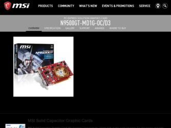 N9500GTMD1GOCD3 driver download page on the MSI site