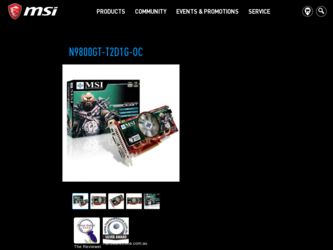 N9800GTT2D1GOC driver download page on the MSI site