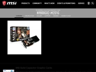 N9800GX2M2D1G driver download page on the MSI site