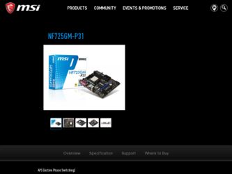 NF725GMP31 driver download page on the MSI site