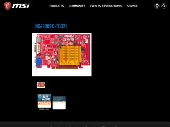 NX6200TCTD32E driver download page on the MSI site