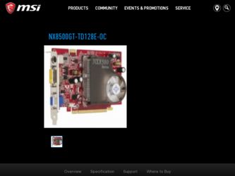 NX8500GTTD128EOC driver download page on the MSI site