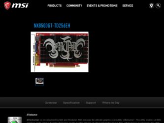 NX8500GTTD256EH driver download page on the MSI site
