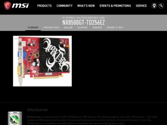 NX8500GTTD256EZ driver download page on the MSI site