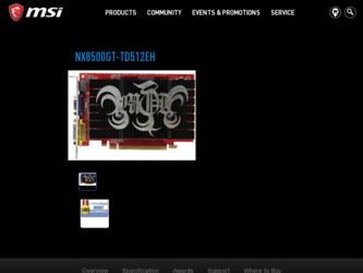NX8500GTTD512EH driver download page on the MSI site