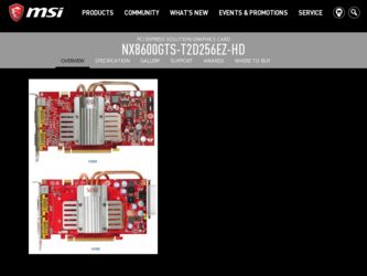 NX8600GTST2D256EZHD driver download page on the MSI site