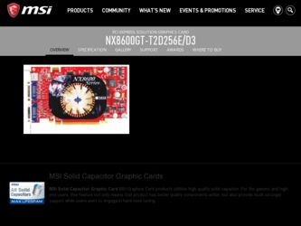 NX8600GTT2D256ED3 driver download page on the MSI site