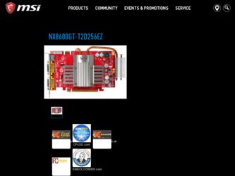NX8600GTT2D256EZ driver download page on the MSI site