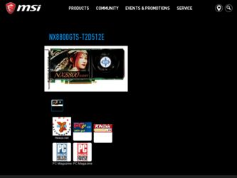 NX8800GTST2D512E driver download page on the MSI site