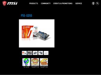 P55 GD55 driver download page on the MSI site