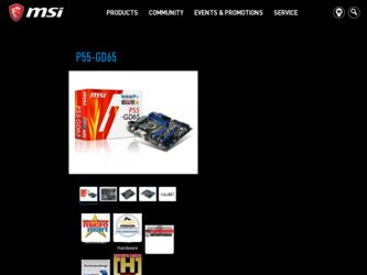 P55 GD65 driver download page on the MSI site