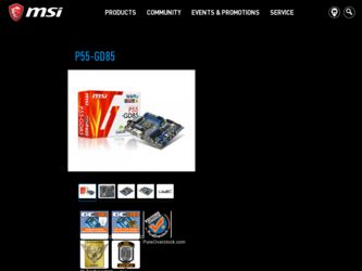 P55GD85 driver download page on the MSI site