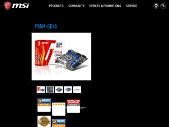 P55M-GD45 driver download page on the MSI site