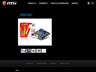 P55MGD41 driver download page on the MSI site