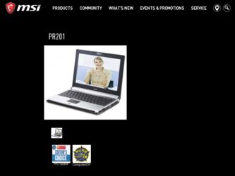 PR201 driver download page on the MSI site