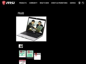 PR600 driver download page on the MSI site
