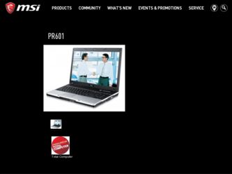 PR601 driver download page on the MSI site