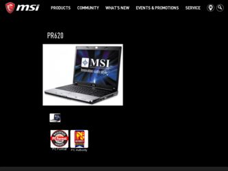 PR620 driver download page on the MSI site