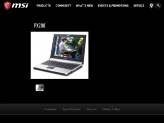 PX200 driver download page on the MSI site