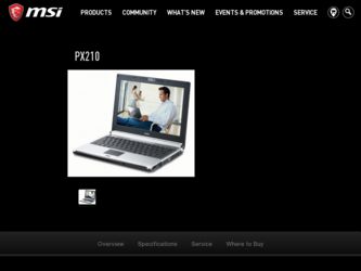 PX210 driver download page on the MSI site