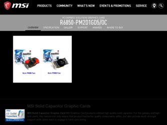 R6850PM2D1GD5OC driver download page on the MSI site