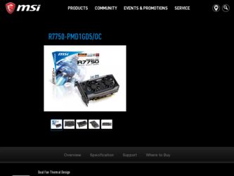 R7750PMD1GD5OC driver download page on the MSI site