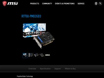 R7750PMD2GD3 driver download page on the MSI site