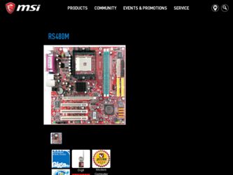 RS480M driver download page on the MSI site