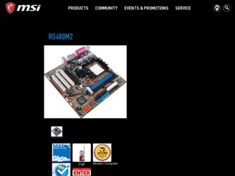RS480M2 driver download page on the MSI site
