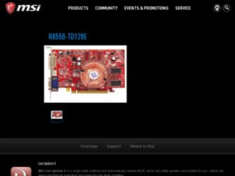 RX550TD128E driver download page on the MSI site