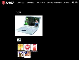 S250 driver download page on the MSI site