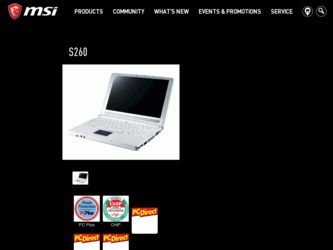 S260 driver download page on the MSI site