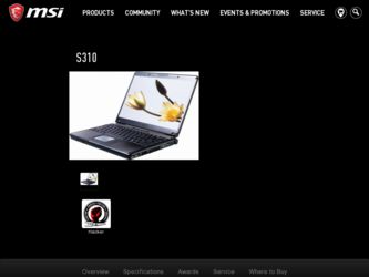 S310 driver download page on the MSI site