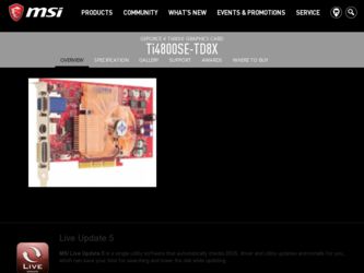 Ti4800SETD8X driver download page on the MSI site