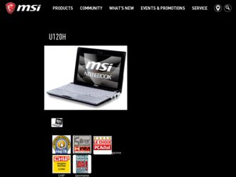 U120H driver download page on the MSI site