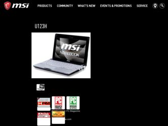 U123H driver download page on the MSI site