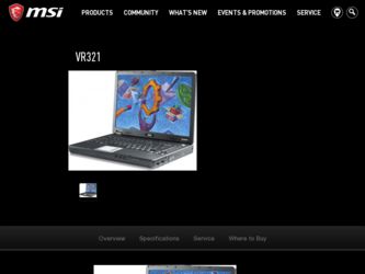 VR321 driver download page on the MSI site