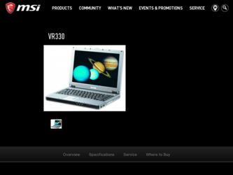 VR330 driver download page on the MSI site