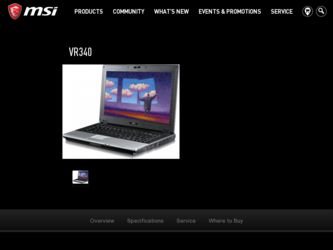 VR340 driver download page on the MSI site