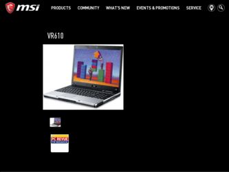 VR610 driver download page on the MSI site