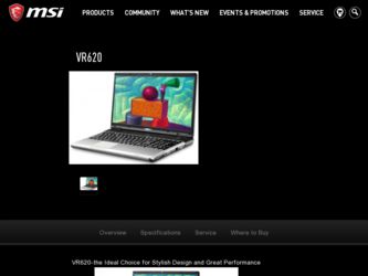 VR620 driver download page on the MSI site