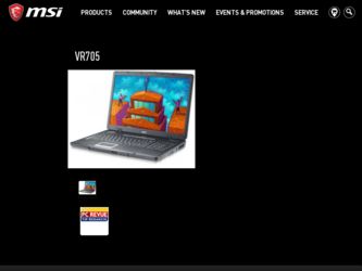 VR705 driver download page on the MSI site
